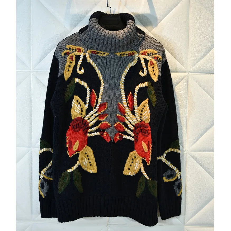 Women's Embroidery Floral Sweater Set