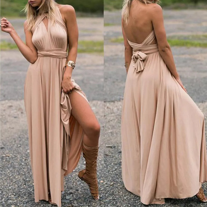 Sexy Multiway Wrap Boho Maxi Club Dress