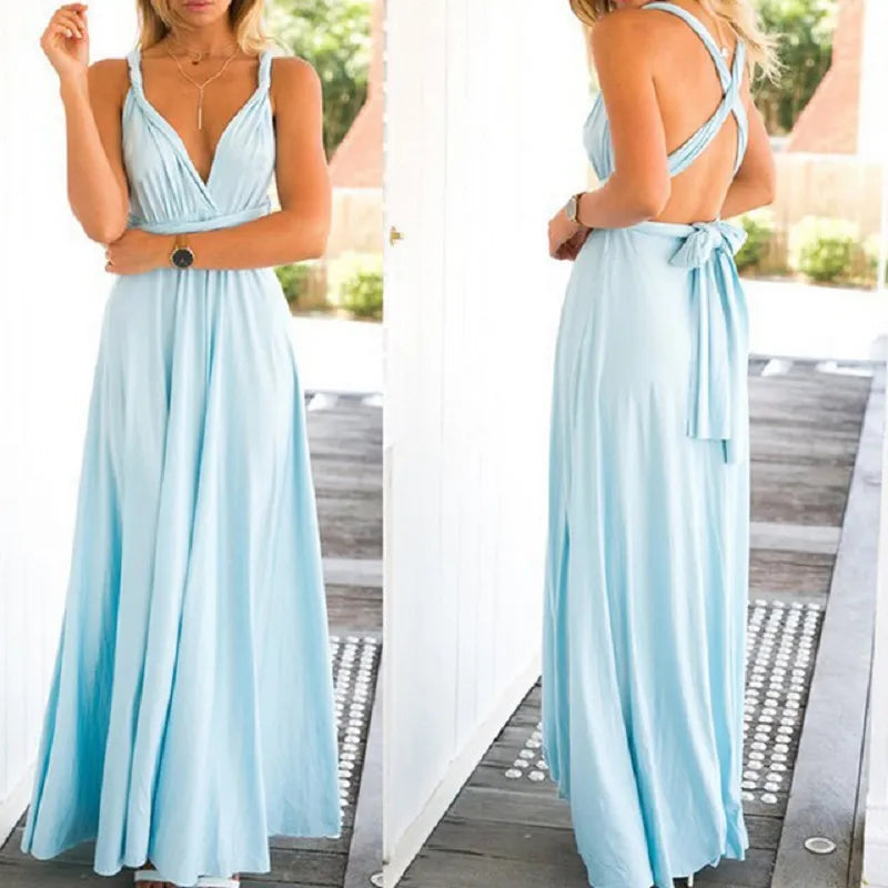 Sexy Multiway Wrap Boho Maxi Club Dress