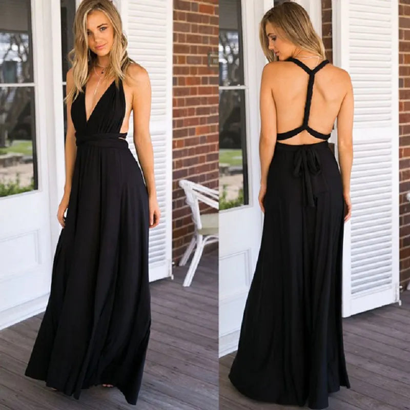 Sexy Multiway Wrap Boho Maxi Club Dress