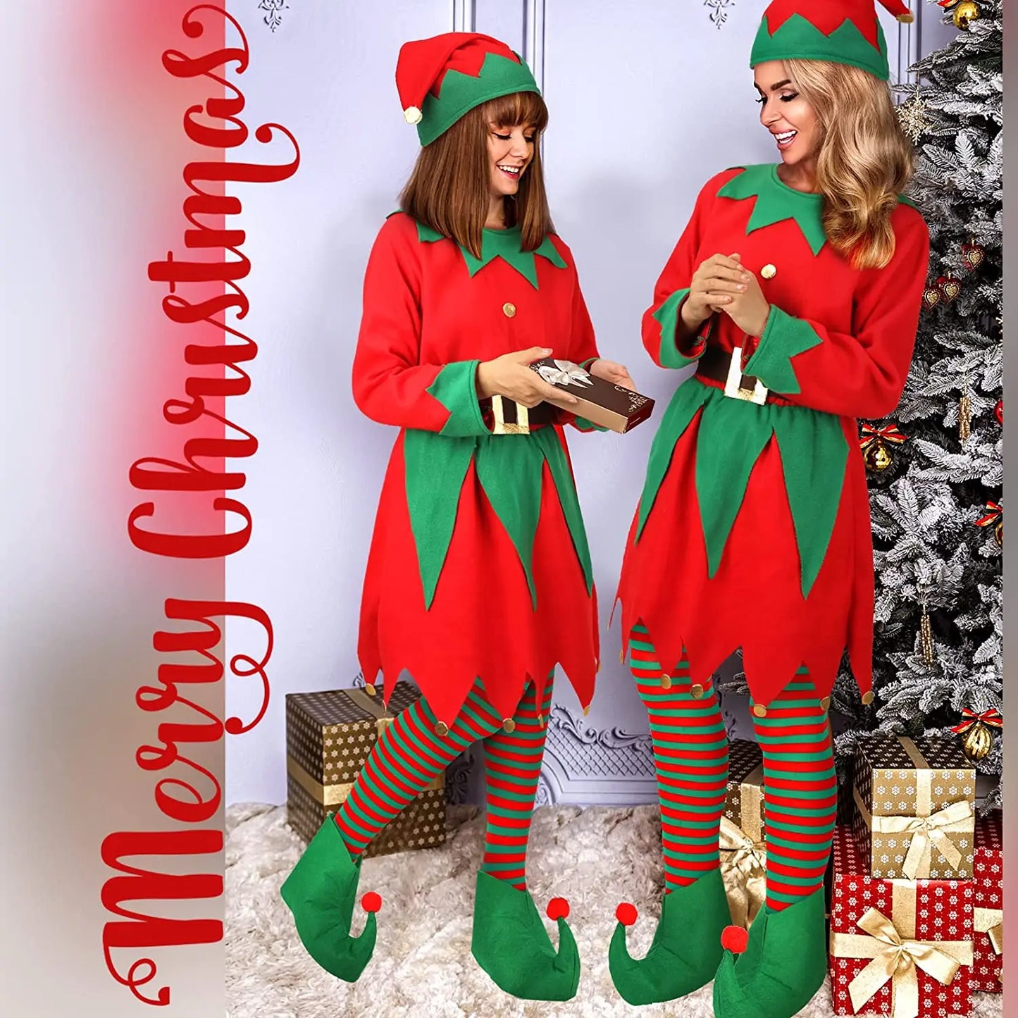 Christmas Elf Costume Set for Women and Girls