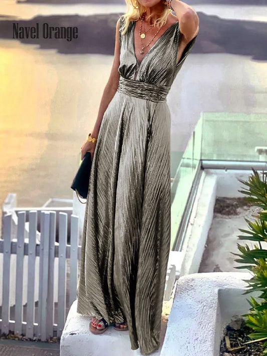 Sleeveless Chest Wrapping Maxi Dress