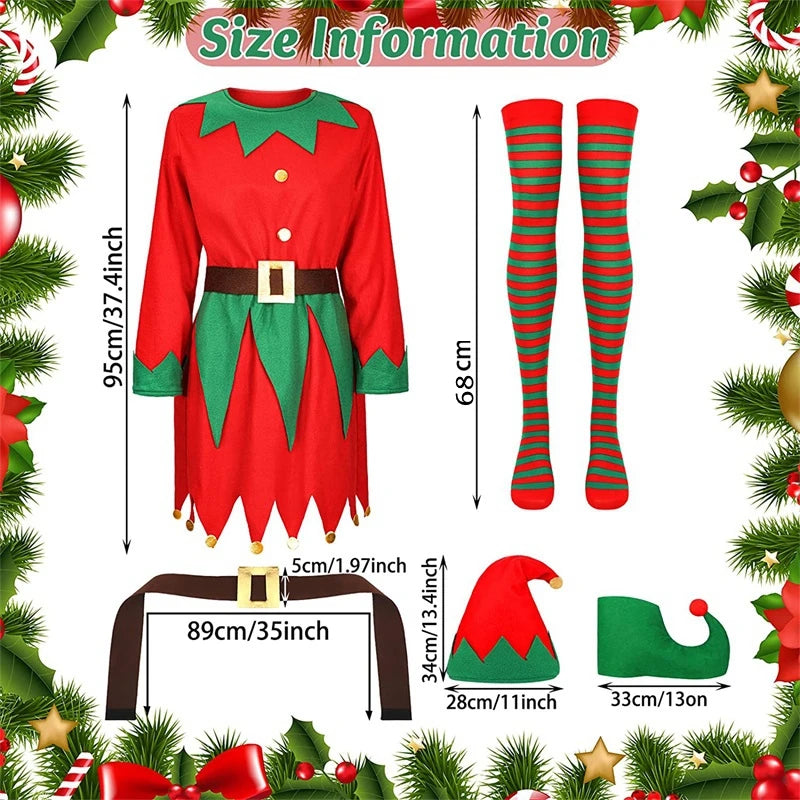 Christmas Elf Costume Set for Women and Girls