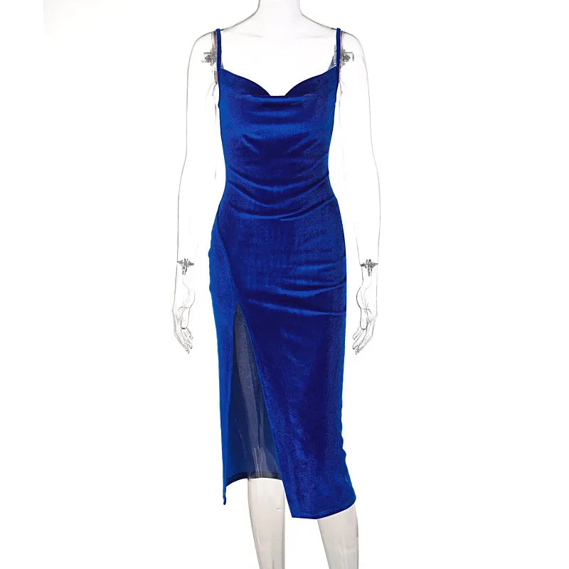 Elegant Summer Velvet Midi Bodycon Dress