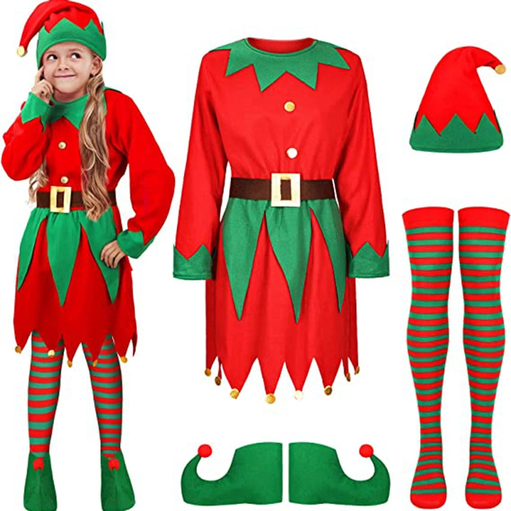 Christmas Elf Costume Set for Women and Girls