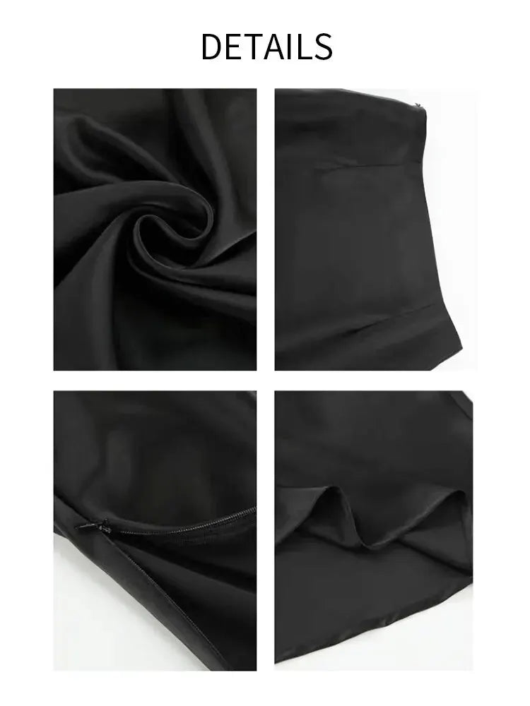 Women's Black Satin Maxi Skirt