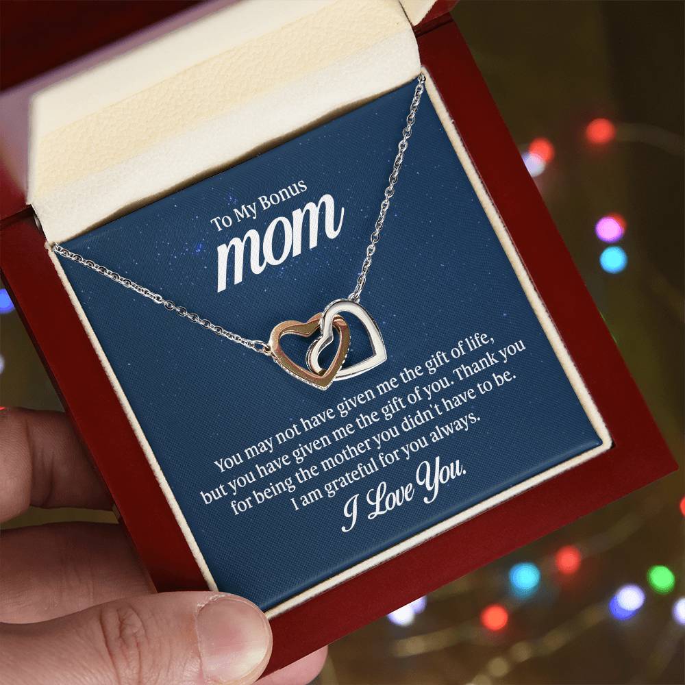 Interlocking Hearts Necklace - To My Bonus Mom