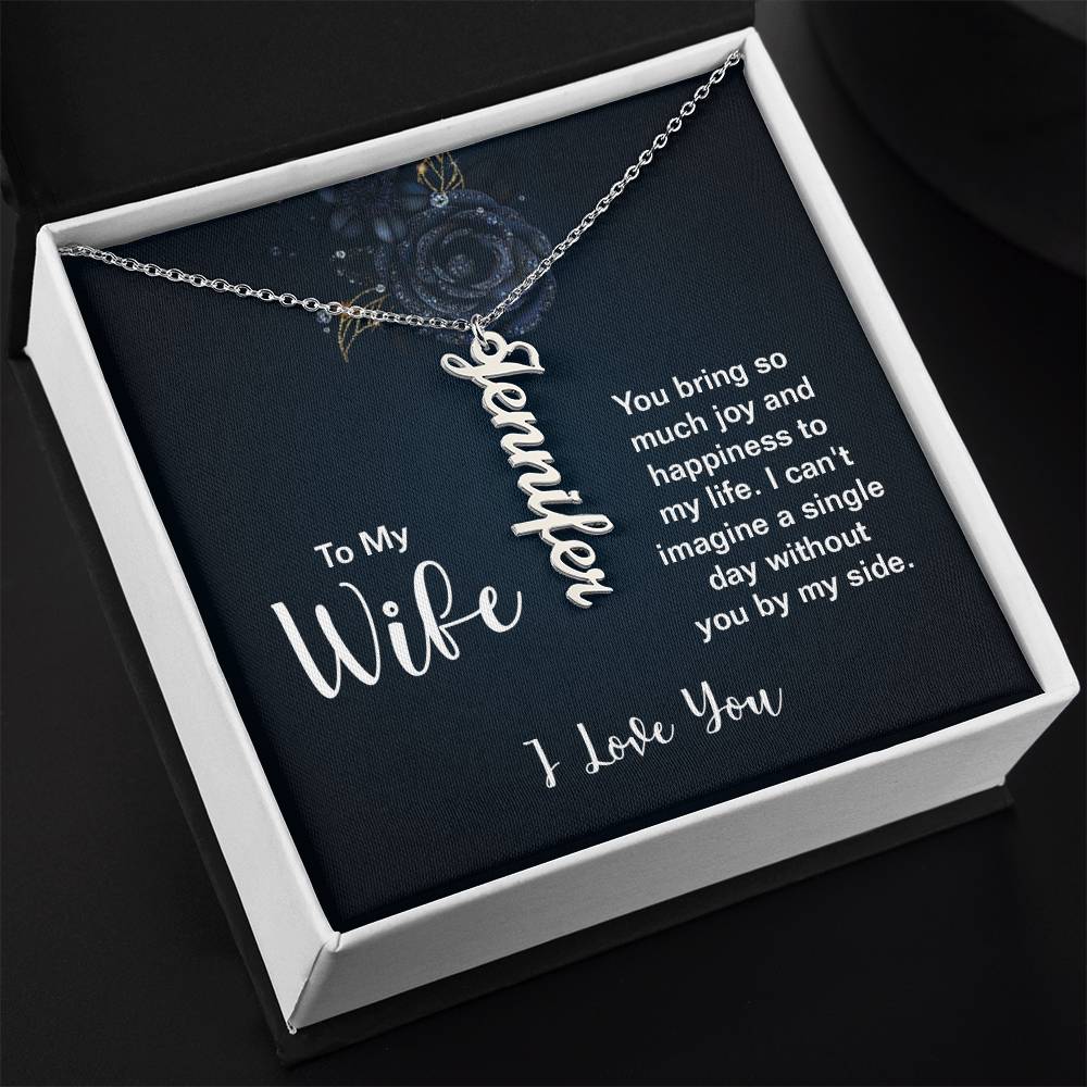 Vertical Name Necklace - For Wife From Husband