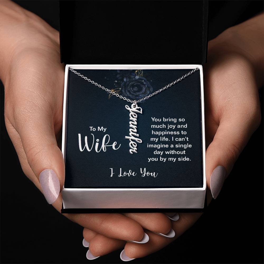 Vertical Name Necklace - For Wife From Husband