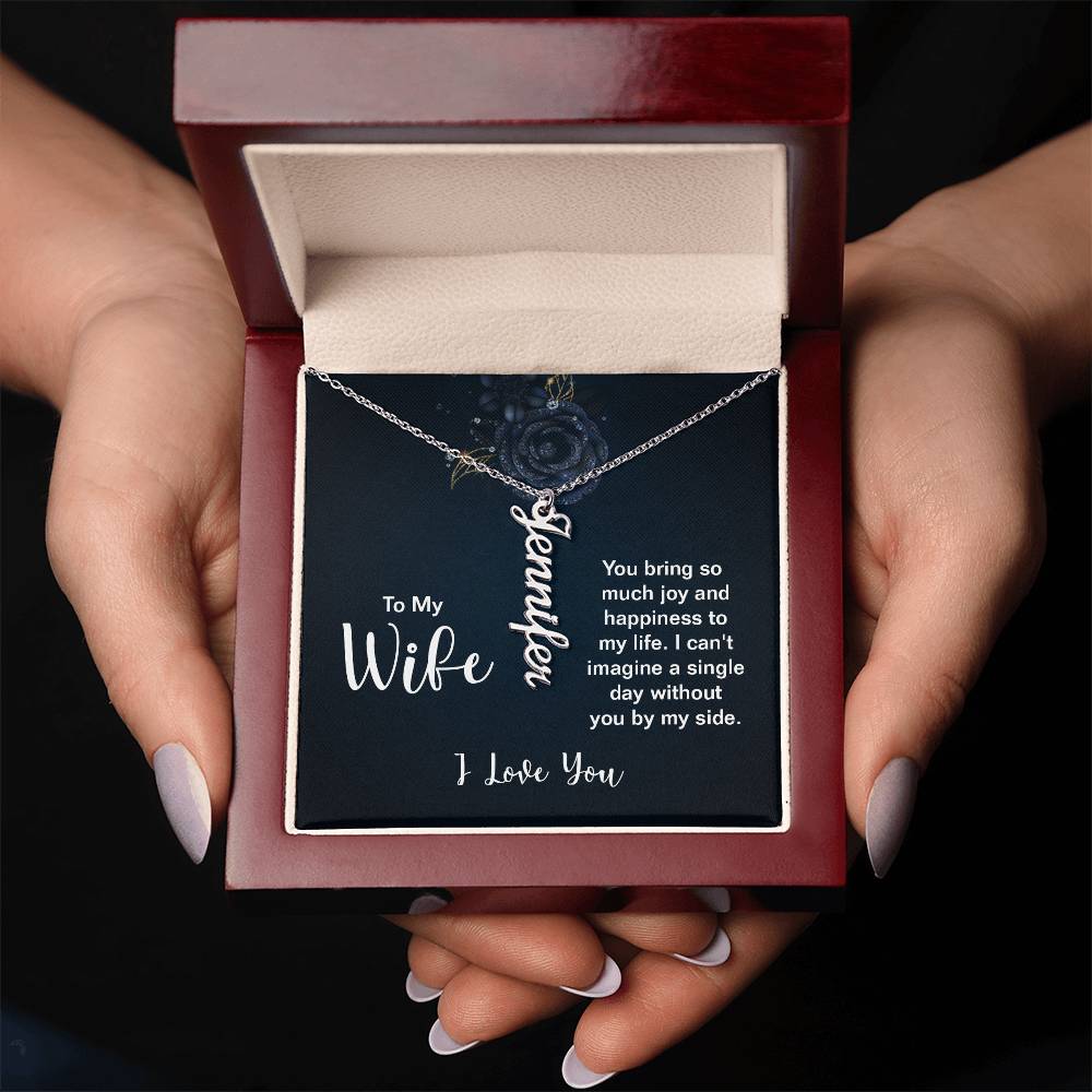 Vertical Name Necklace - For Wife From Husband