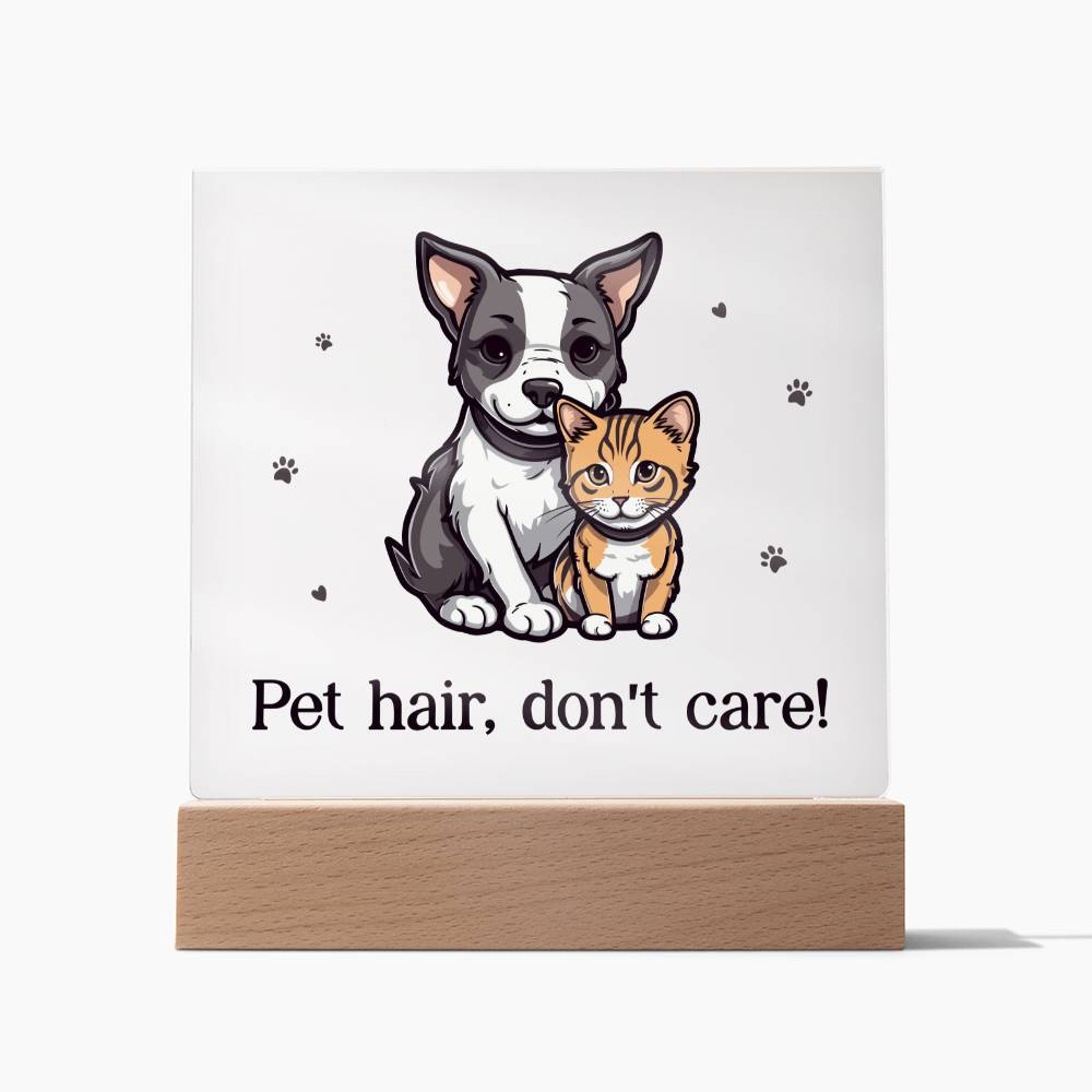 Square Acrylic Plaque - Pet hair, don't care