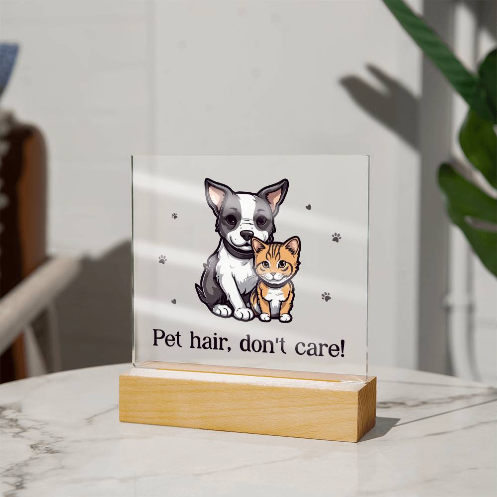 Square Acrylic Plaque - Pet hair, don't care