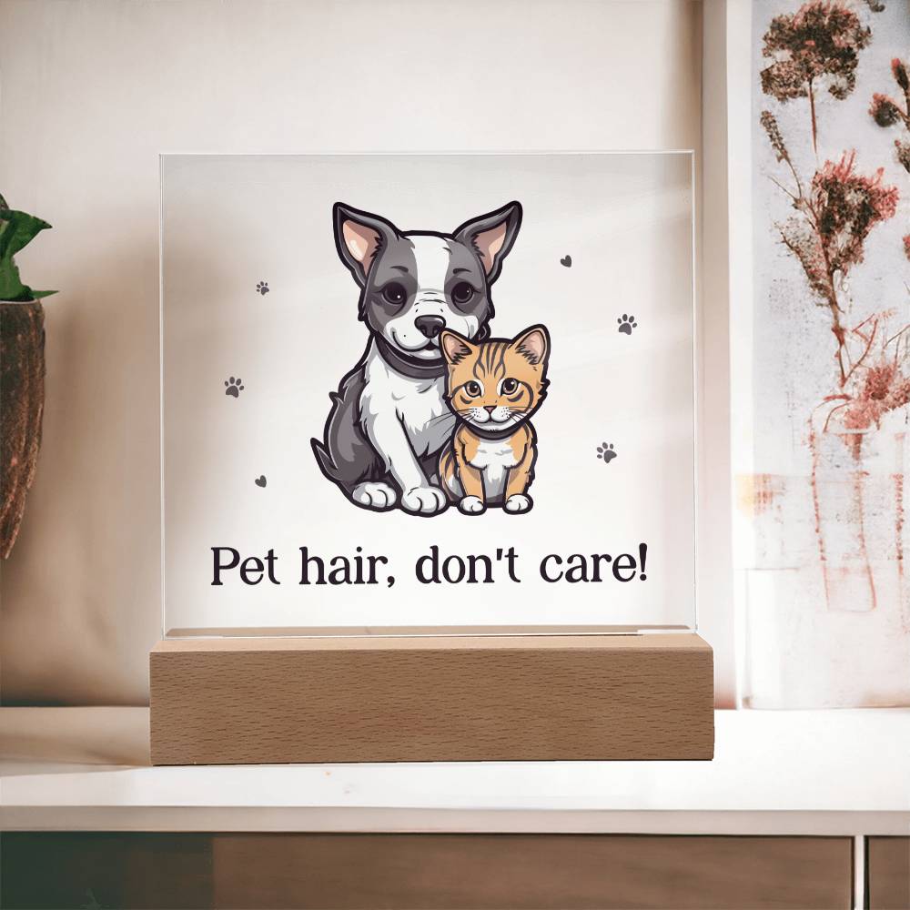 Square Acrylic Plaque - Pet hair, don't care