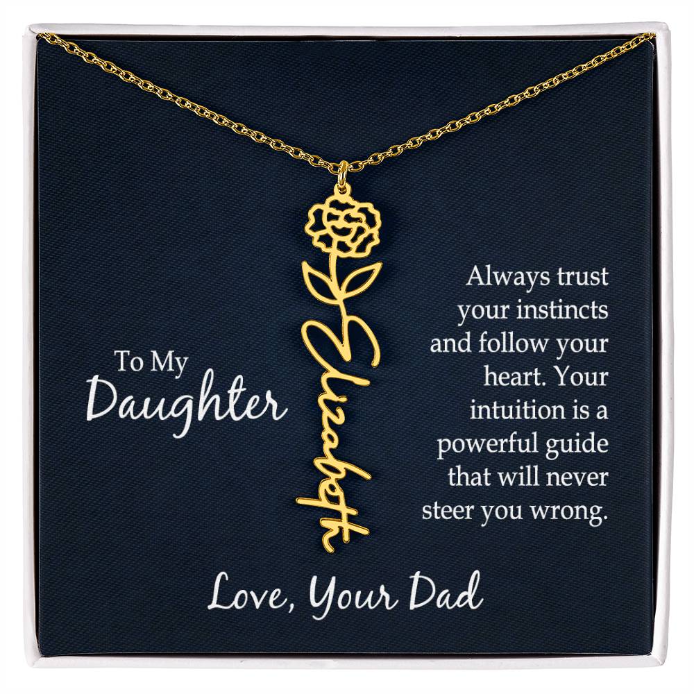 Flower Name Necklace - For Daughter From Dad