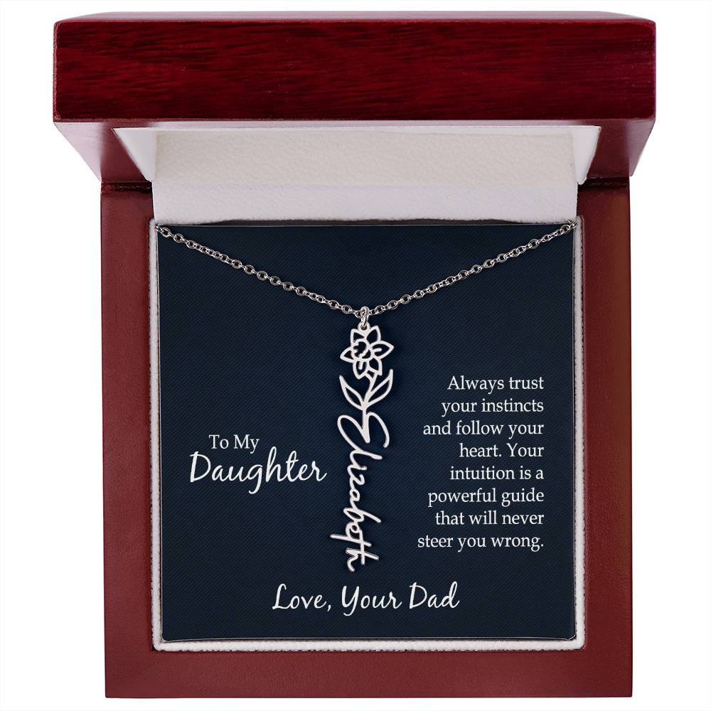 Flower Name Necklace - For Daughter From Dad