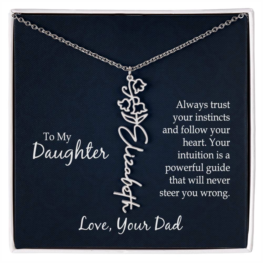 Flower Name Necklace - For Daughter From Dad