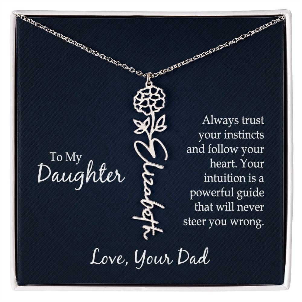 Flower Name Necklace - For Daughter From Dad