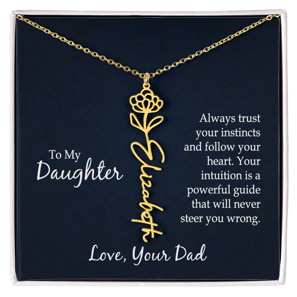 Flower Name Necklace - For Daughter From Dad