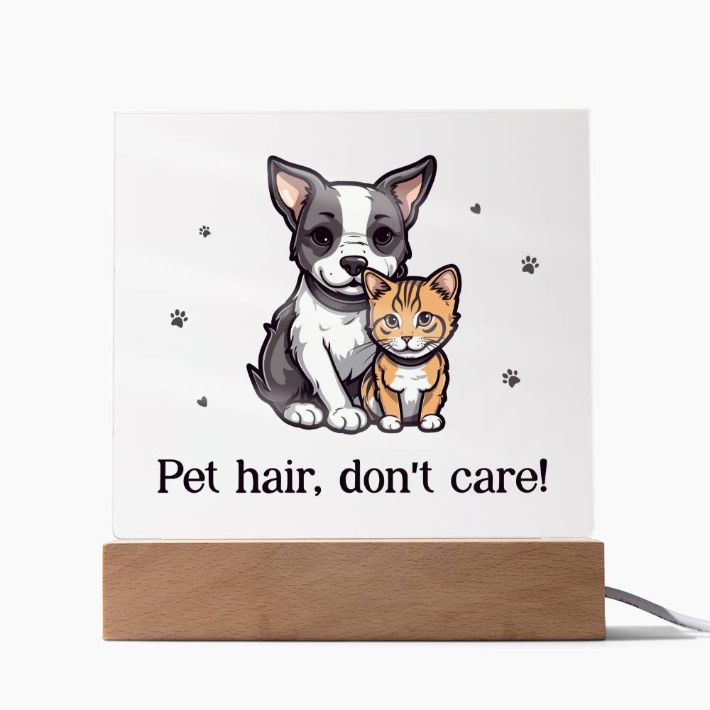 Square Acrylic Plaque - Pet hair, don't care