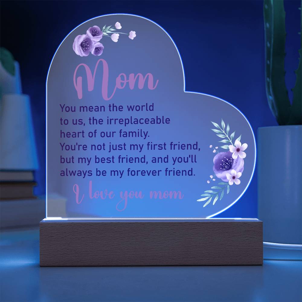 Heart Acrylic and Flower Bouquet Bundle - Mom You Mean The World To Us