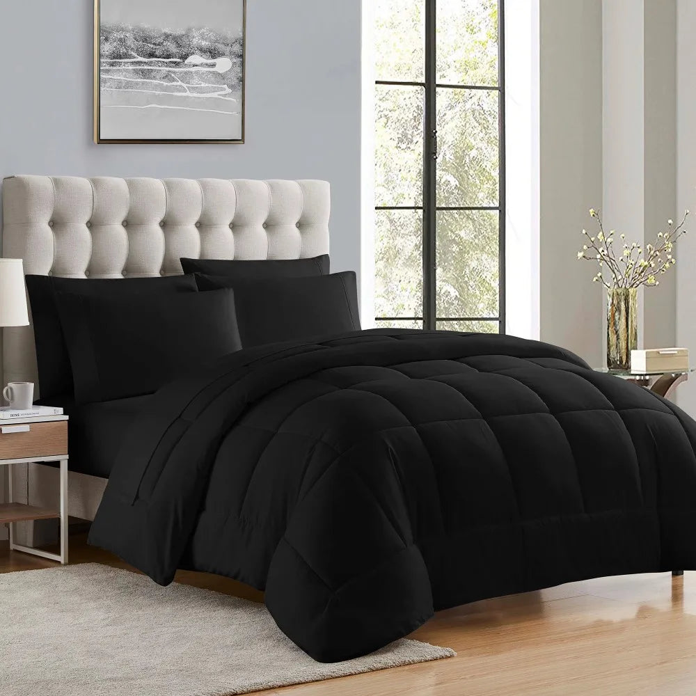 King Size Bedding Set 5-piece Bed in A Bag Down Alternative Comforter Set, King